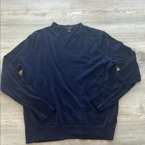 Banana Republic Navy Blue V-Neck  Merino Wool Sweater
